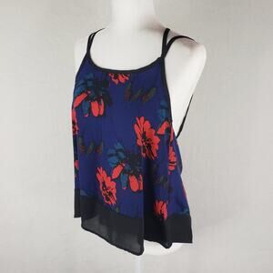 Runway Story Cami Low Back Top Women S Flowy Thin Straps Blue Red Black Floral